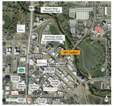 401 Linden St, Fort Collins, CO - aerial  map view