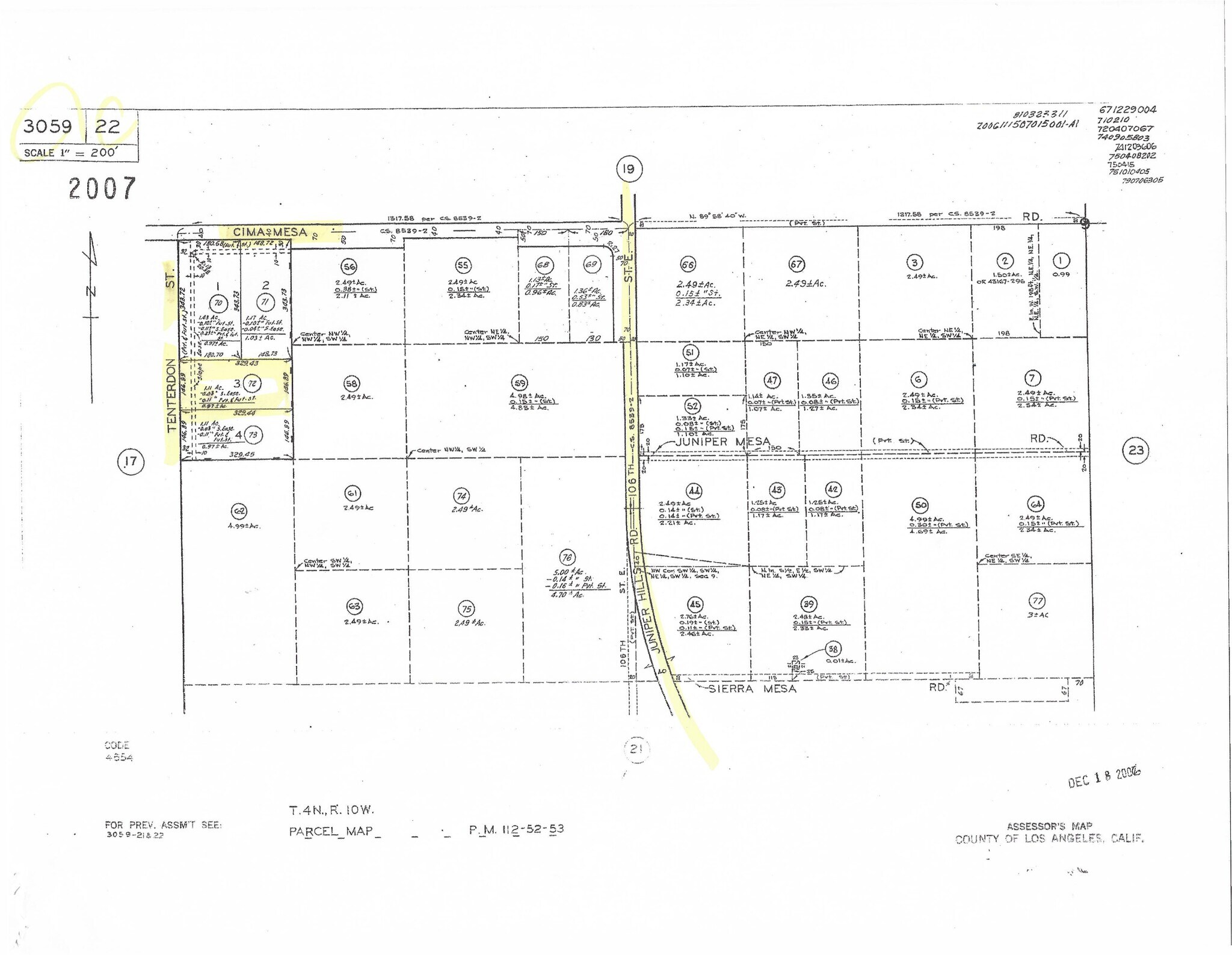 Cimamesa Rd, Juniper Hills, CA for sale Plat Map- Image 1 of 1