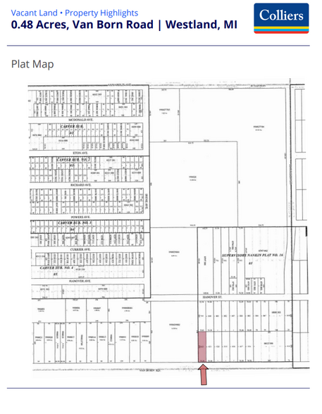 0.48 Acres- Van Born Rd, Westland, MI for sale - Plat Map - Image 1 of 1