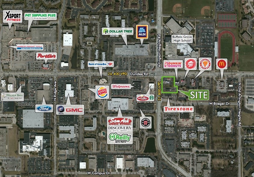 SEC Dundee Rd & Arlington Heights Rd, Arlington Heights, IL for lease - Aerial - Image 2 of 2