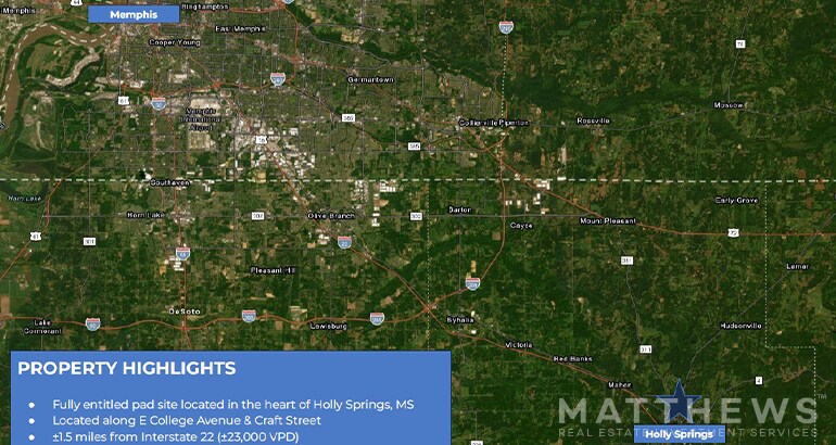 SEC W College ave, Holly Springs, MS for sale Primary Photo- Image 1 of 1