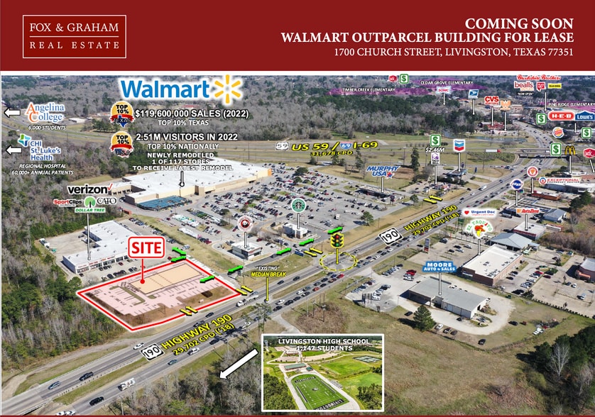 1700 W Church St, Livingston, TX for lease - Aerial - Image 1 of 4