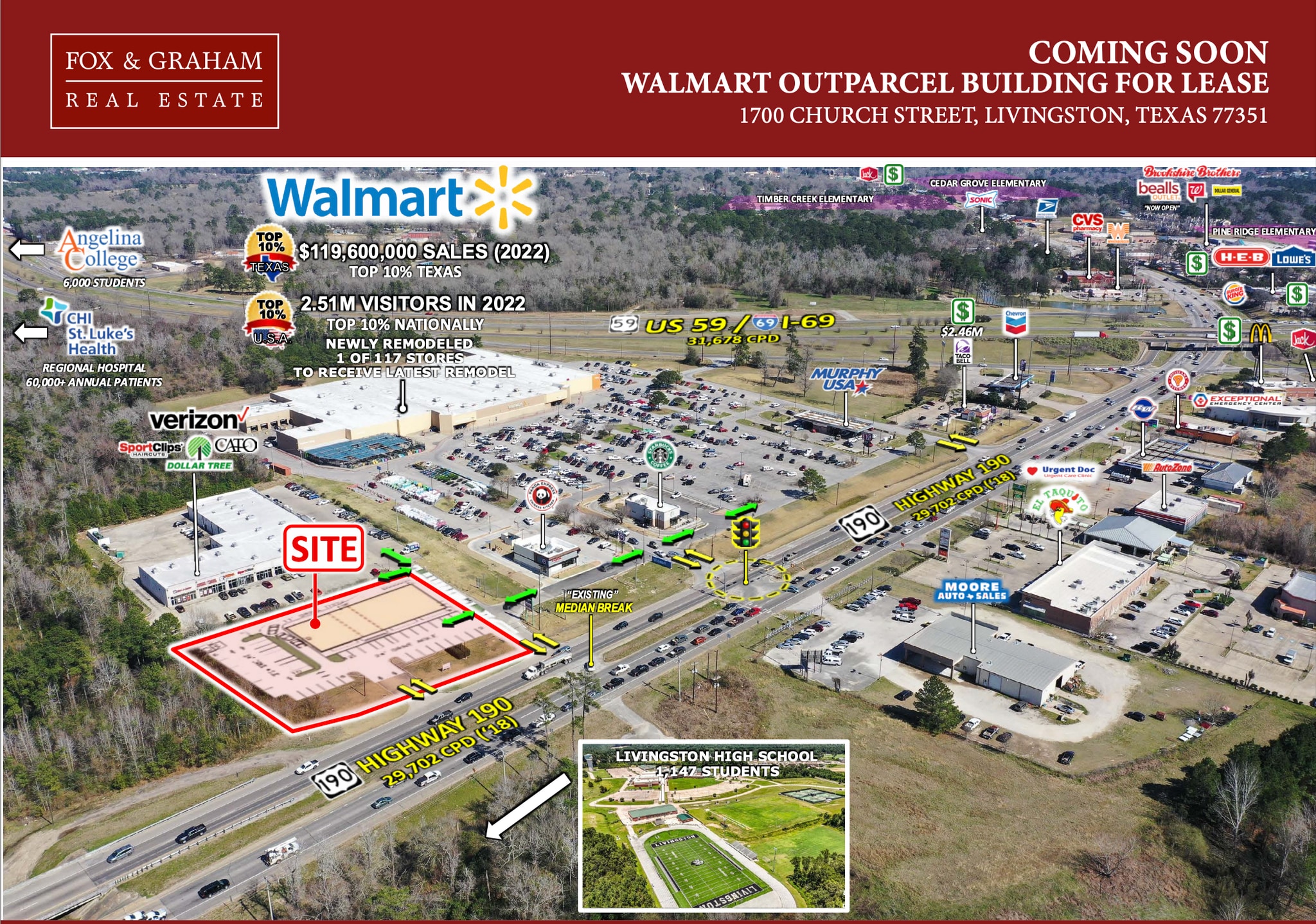 1700 W Church St, Livingston, TX for lease Aerial- Image 1 of 5