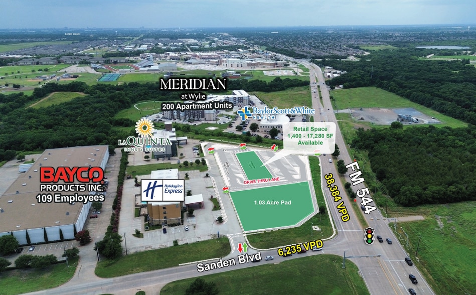 SWQ of FM 544 and Sanden Blvd., Wylie, TX for lease - Aerial - Image 2 of 3