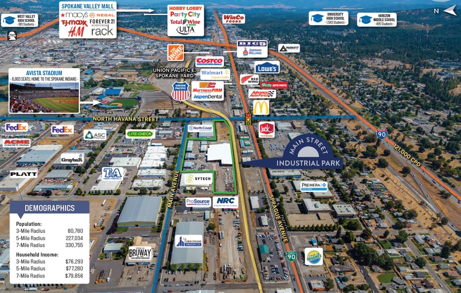 4020 E Main Ave, Spokane, WA for lease - Aerial - Image 2 of 3