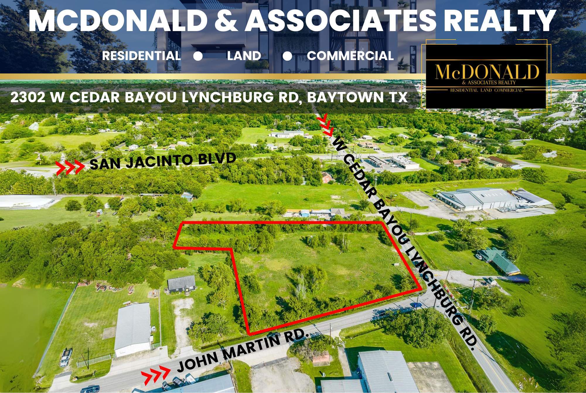 2302 W Cedar Bayou Lynchburg Rd, Baytown, TX for sale Aerial- Image 1 of 6