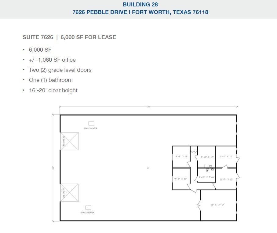 2501-2519 Gravel Dr, Fort Worth, TX for lease Floor Plan- Image 1 of 1