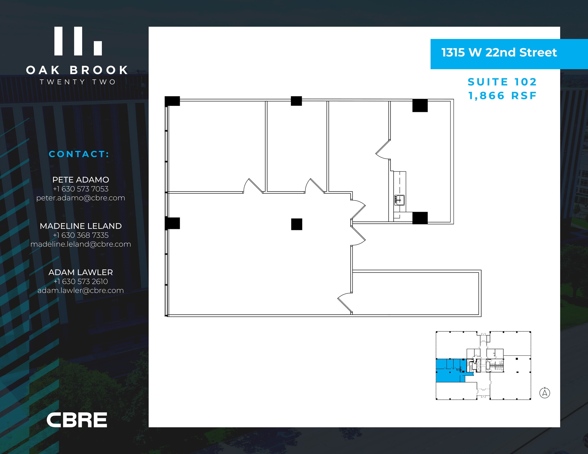 1315 W 22nd St, Oak Brook, IL for lease Floor Plan- Image 1 of 2