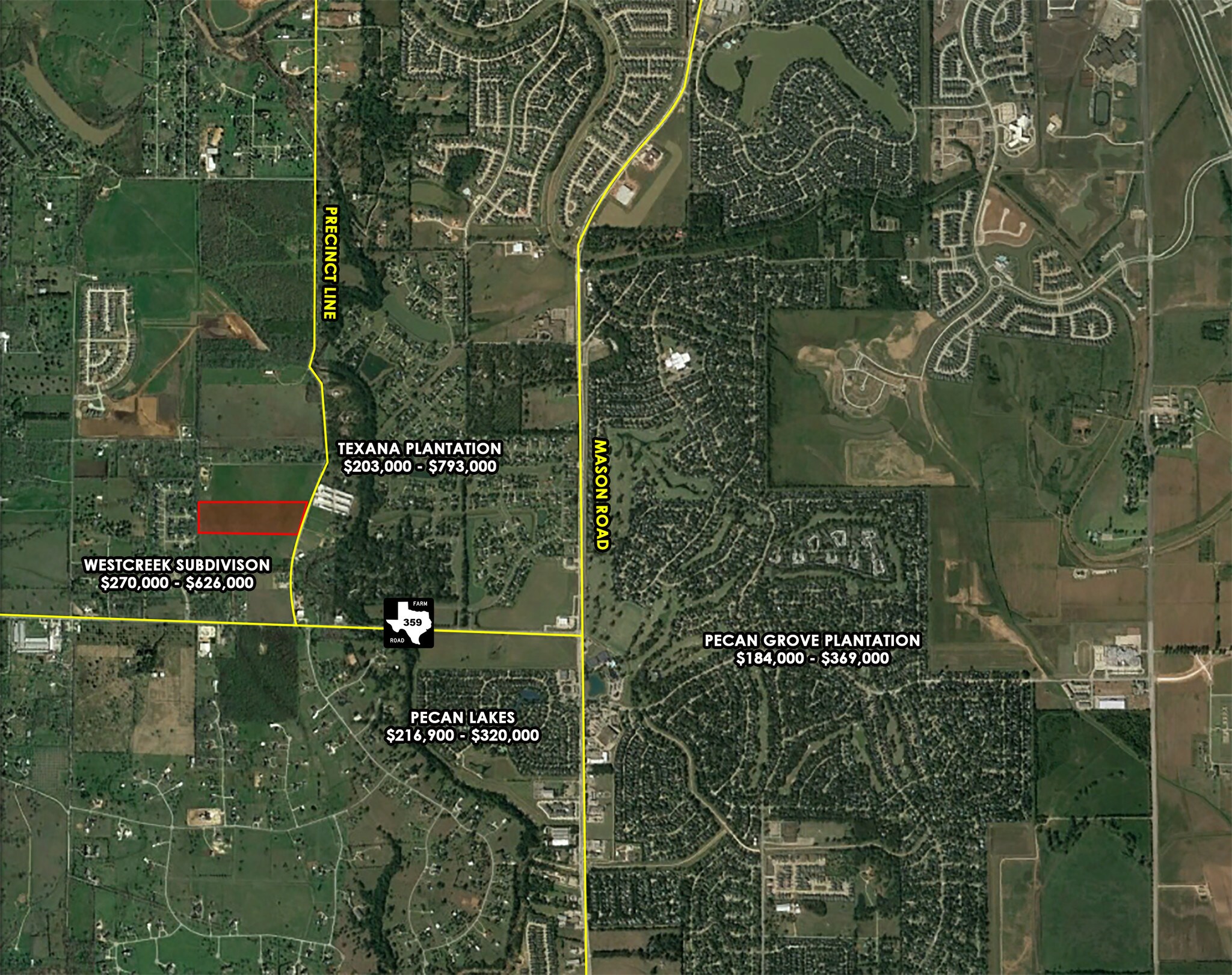 Precinct Line Rd, Richmond, TX for sale Aerial- Image 1 of 1