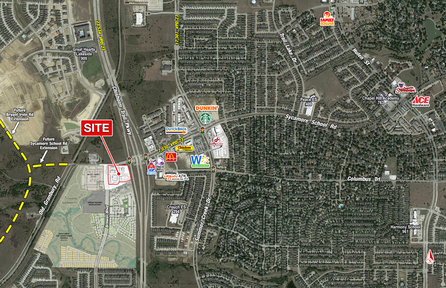 SWC Chisholm Trail Pkwy & Sycamore School rd, Fort Worth, TX for lease - Aerial - Image 1 of 2