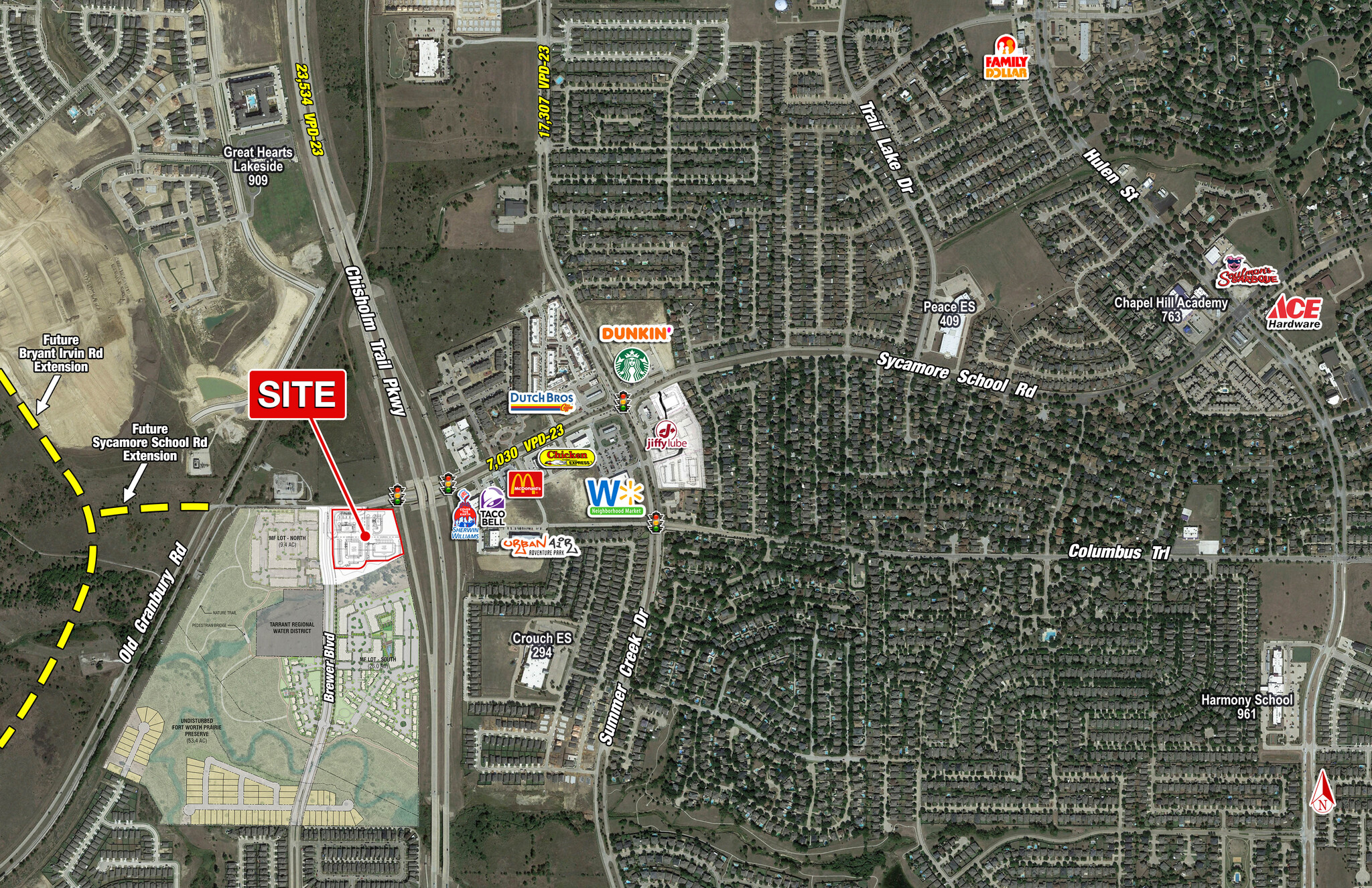 SWC Chisholm Trail Pkwy & Sycamore School rd, Fort Worth, TX for lease Aerial- Image 1 of 3