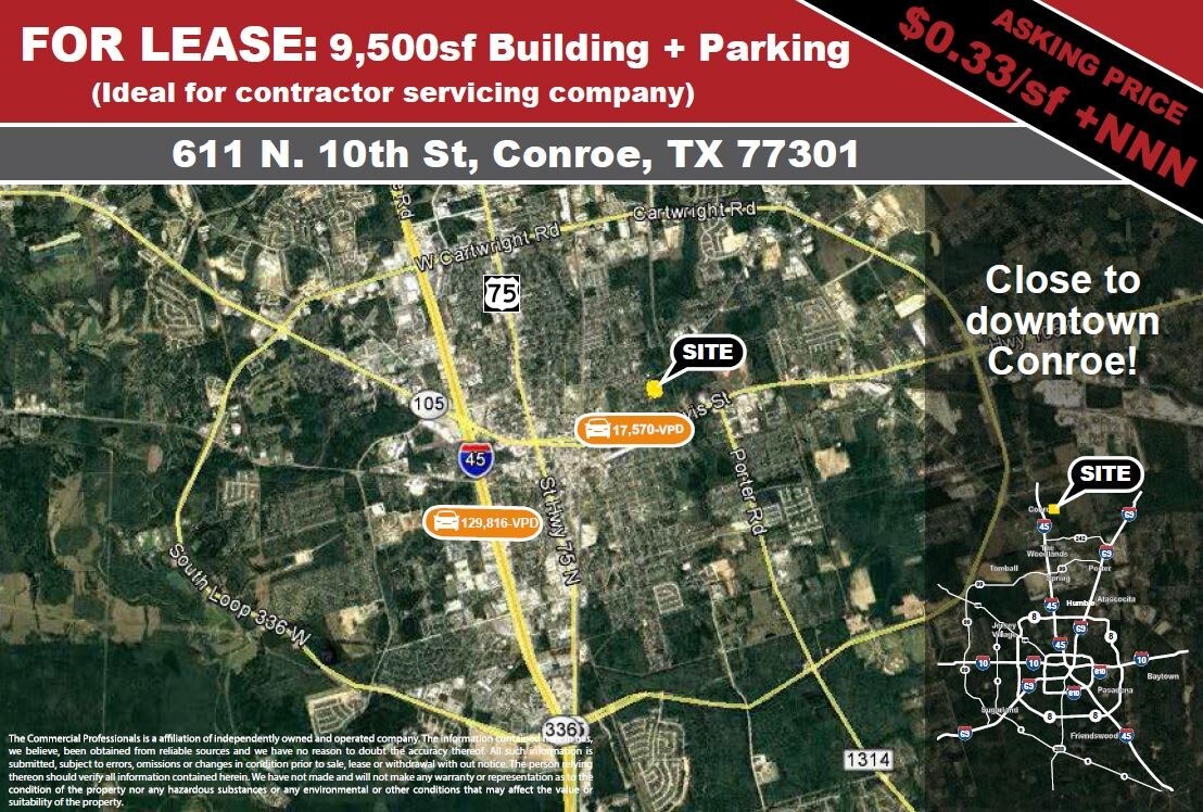 611 N 10th St, Conroe, TX for sale Aerial- Image 1 of 1
