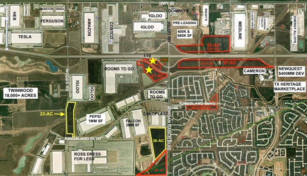 SWQ of I-10 @ Jordan Ranch Blvd, Brookshire, TX for sale - Aerial - Image 1 of 1
