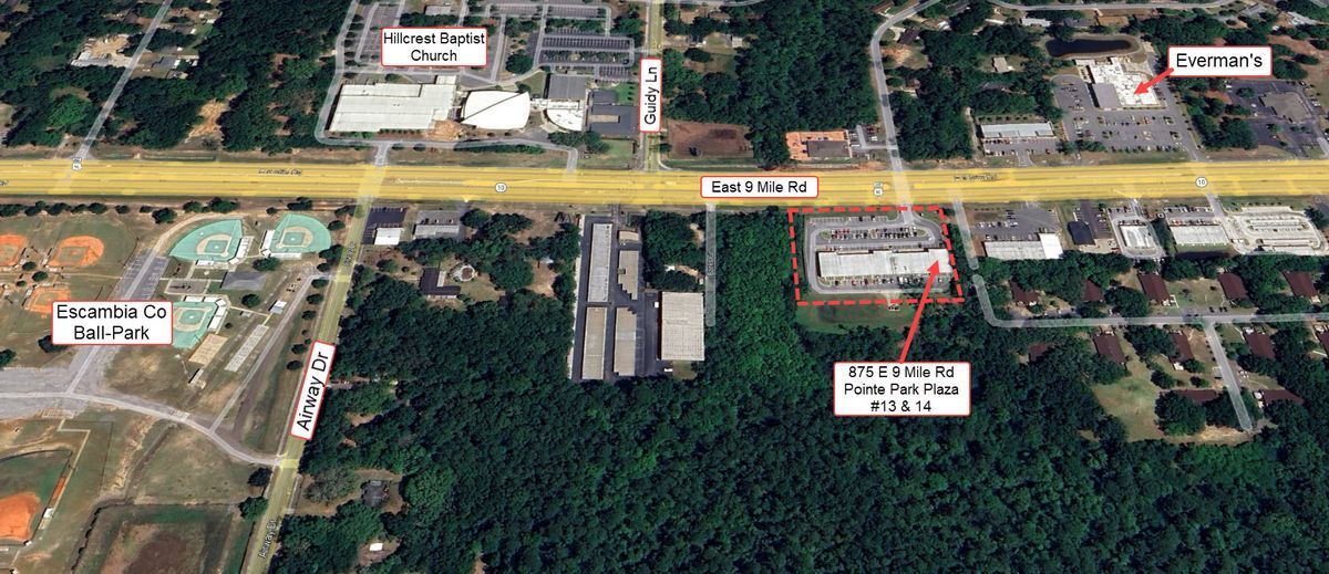 875 E Nine Mile Rd, Pensacola, FL for lease Aerial- Image 1 of 7