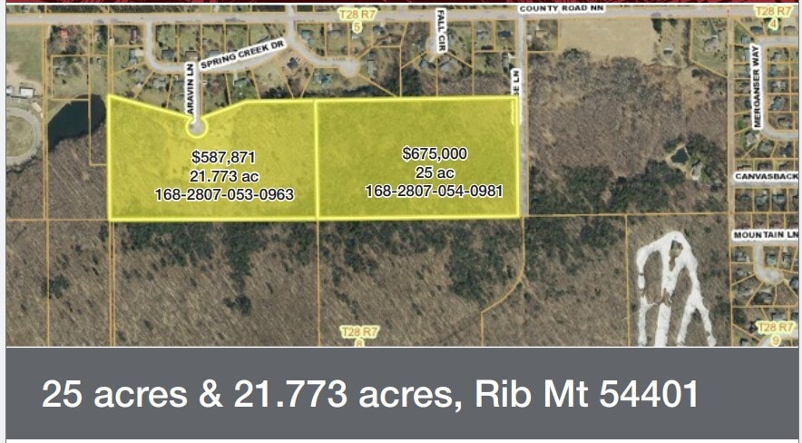 21.773 ac off Karavin Lane, Rib Mountain, WI for sale - Primary Photo - Image 1 of 2