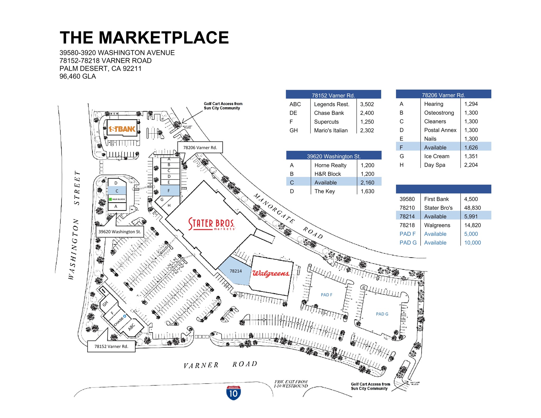 78206 Varner Rd, Palm Desert, CA for lease Site Plan- Image 1 of 1