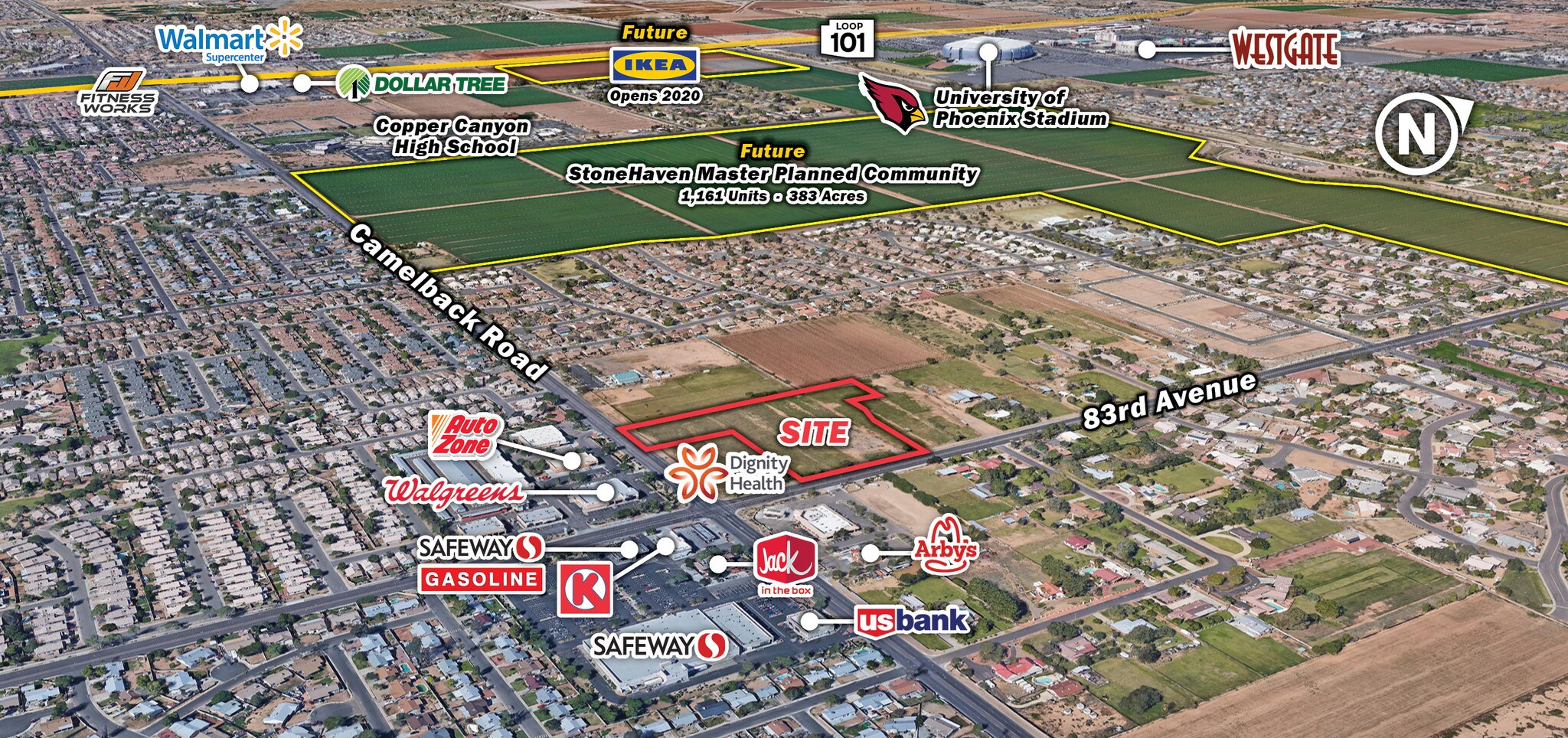 Nwc Camelback Rd & 83rd Avenue, Glendale, AZ for sale Aerial- Image 1 of 1