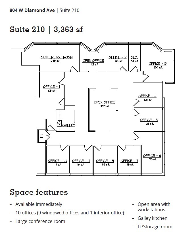 804 W Diamond Ave, Gaithersburg, MD for lease Floor Plan- Image 1 of 7