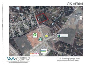 122 E Standing Springs Rd, Simpsonville, SC - aerial  map view