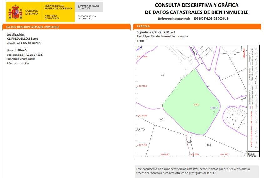 Calle Pinganillo, 2, La Losa, Segovia for sale - Site Plan - Image 2 of 2