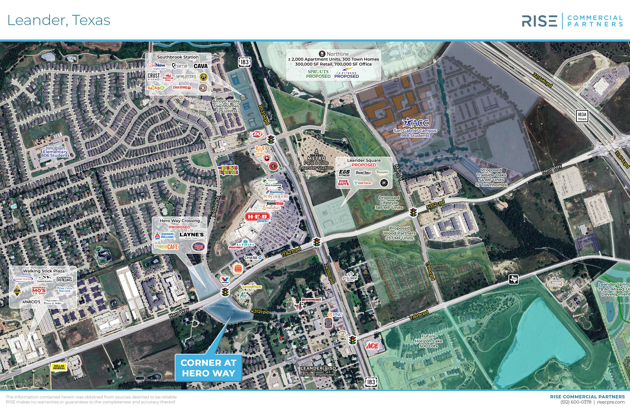 SWC Hero Way way, Leander, TX for lease Aerial- Image 1 of 5