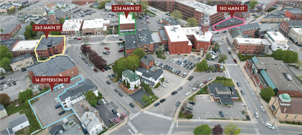 180, 234 & 265 Main St & 14 Jefferson St portfolio of 4 properties for sale on LoopNet.com - Aerial - Image 1 of 32