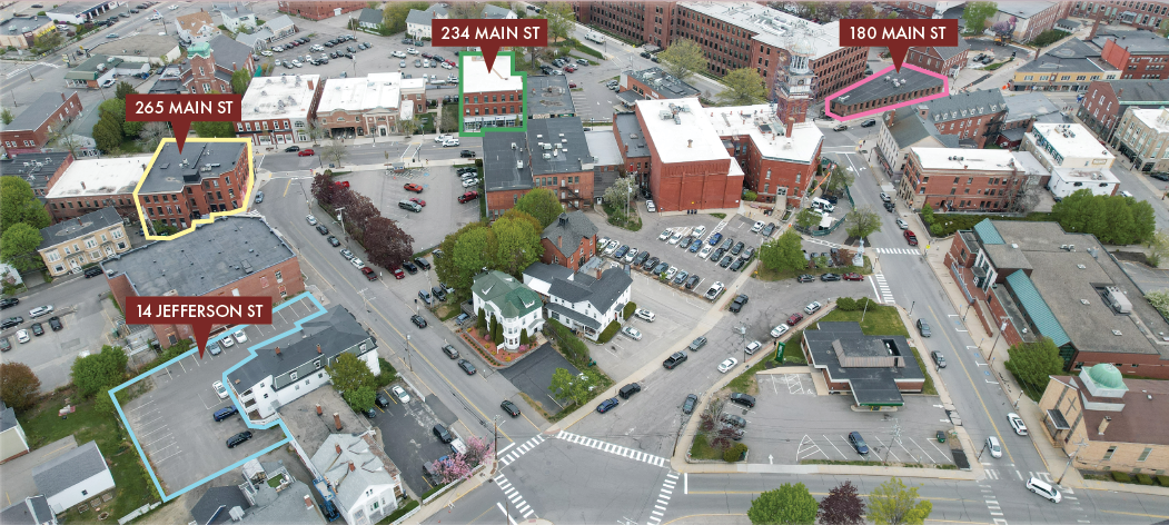 180, 234 & 265 Main St & 14 Jefferson St portfolio of 4 properties for sale on LoopNet.com Aerial- Image 1 of 33