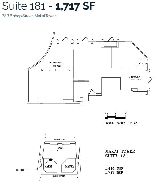 733 Bishop St, Honolulu, HI for lease Floor Plan- Image 1 of 1