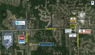 Maple Rd, West Bloomfield, MI - aerial  map view