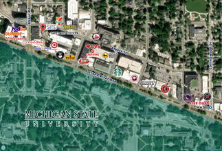 205 E Grand River Ave, East Lansing, MI - AERIAL map view