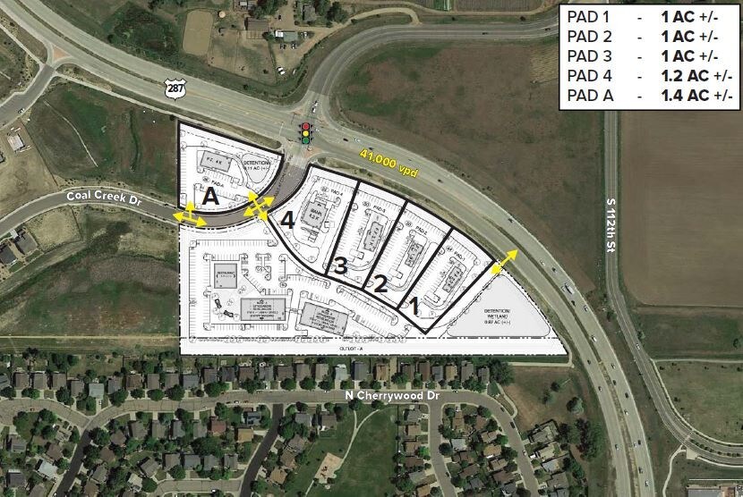 Hwy 287 & Trails At Coal Creek Drive, Lafayette, CO for sale - Aerial - Image 2 of 3