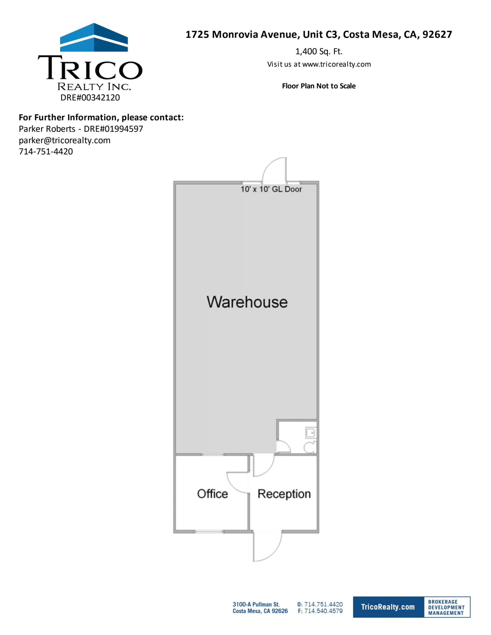 1725 Monrovia Ave, Costa Mesa, CA for lease Floor Plan- Image 1 of 1