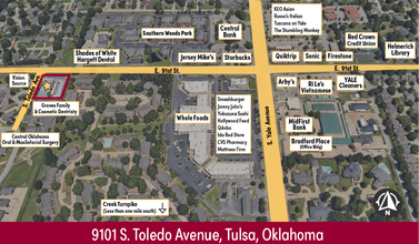 9101 S Toledo Ave, Tulsa, OK - aerial  map view