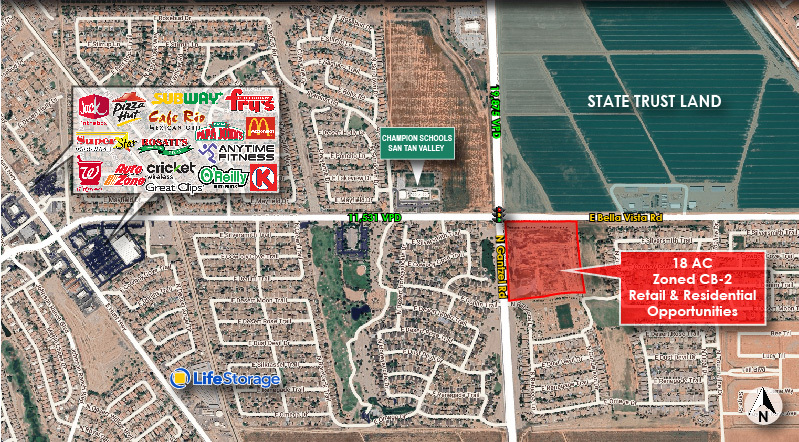 SEC Bella Vista & Gantzel Rd, San Tan Valley, AZ for lease Aerial- Image 1 of 3