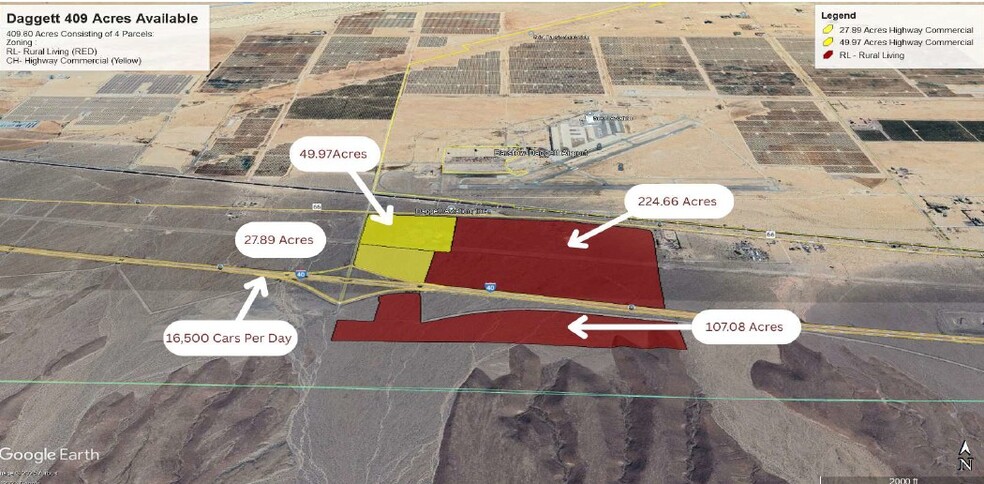 Interstate 40 and Hidden Springs Road -, Daggett, CA for sale - Aerial - Image 2 of 5