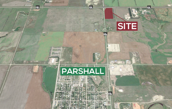 ND Highway 37 & ND Highway 23, Parshall, ND - aerial  map view