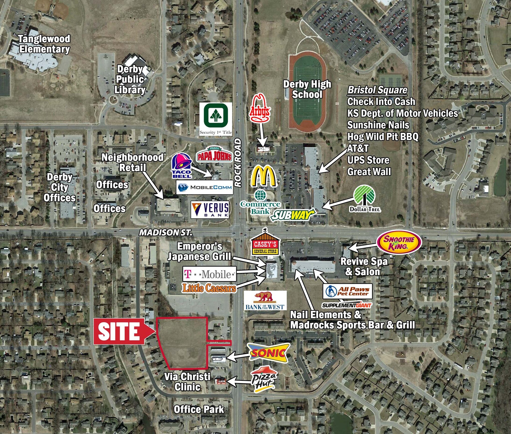 200 Block North Rock Rd, Derby, KS for sale Aerial- Image 1 of 1