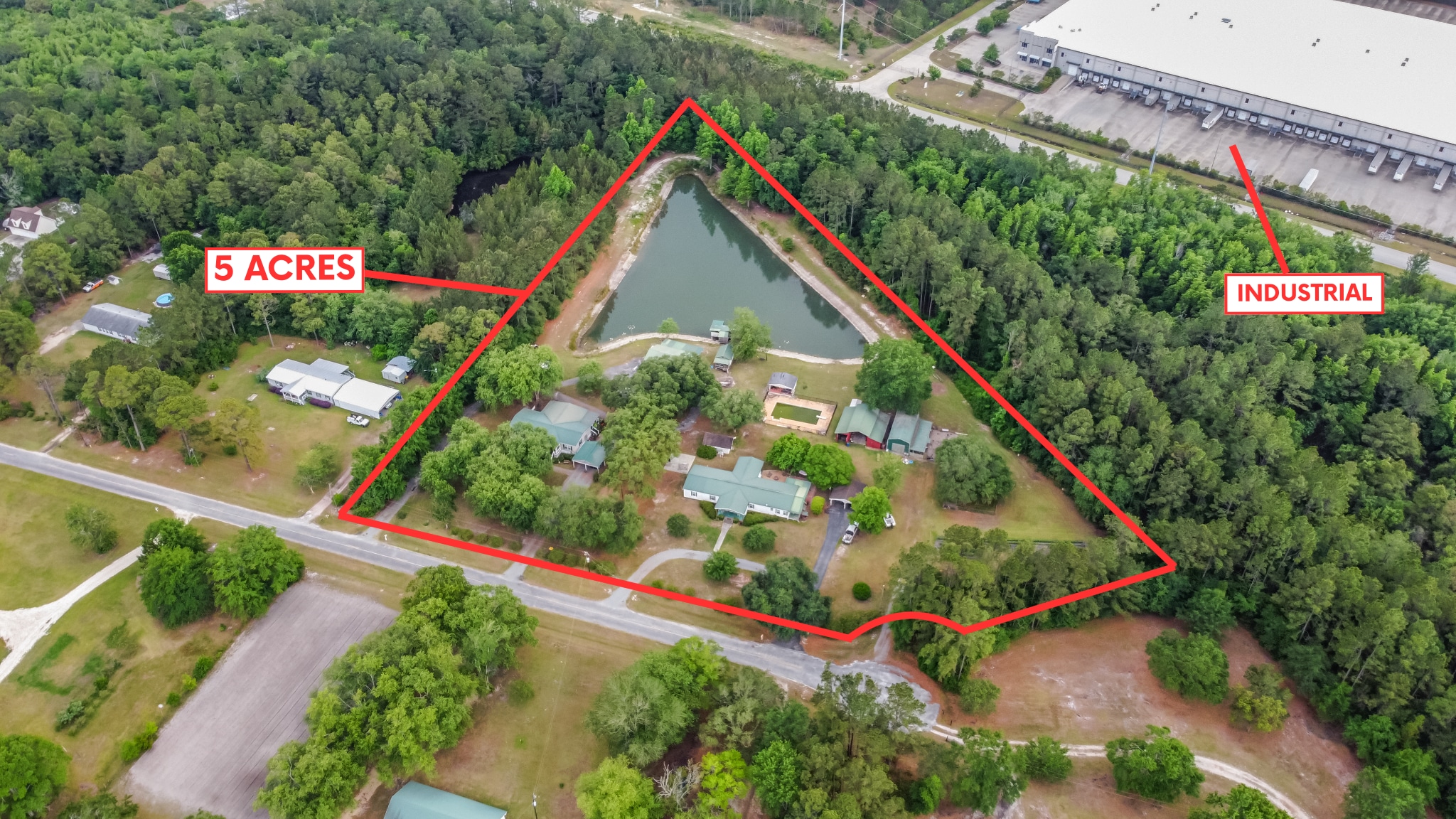 535 & 565 Deer Run rd, Ellabell, GA for sale Aerial- Image 1 of 21
