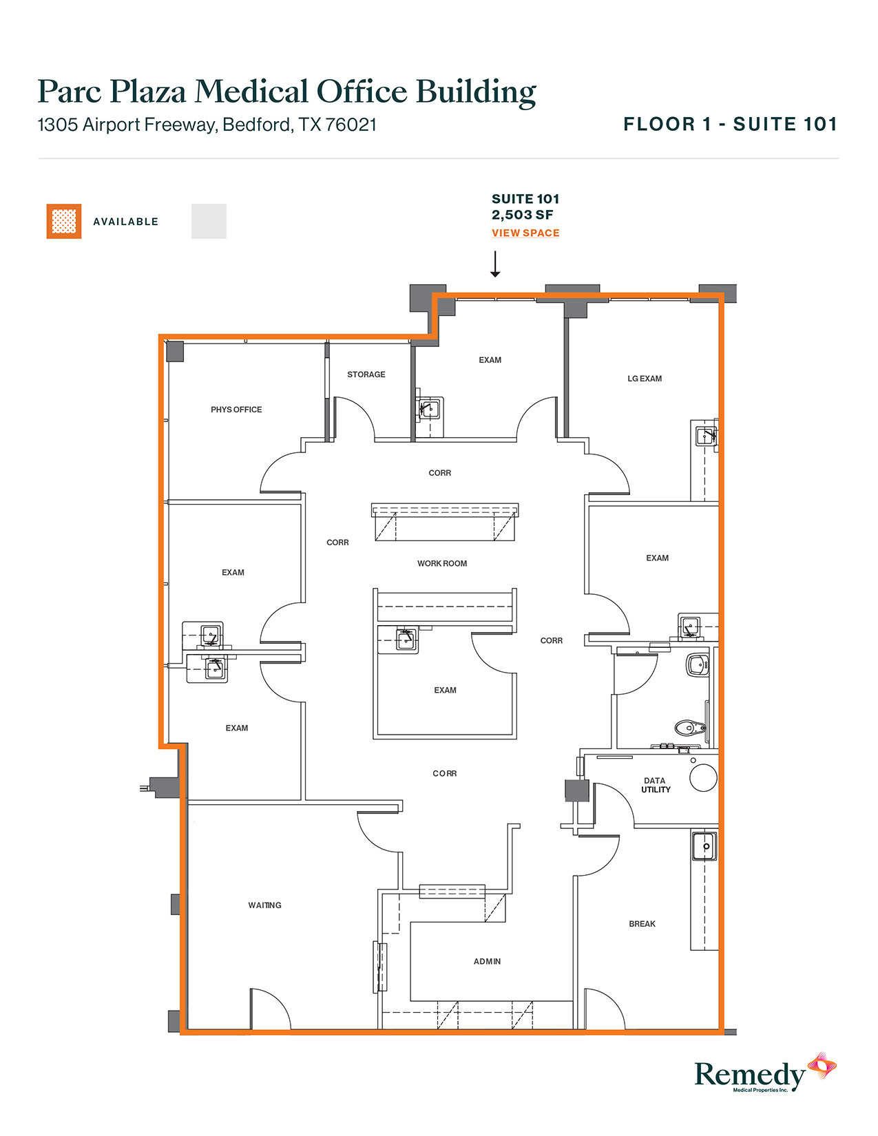 1305 Airport Fwy, Bedford, TX for lease Floor Plan- Image 1 of 2