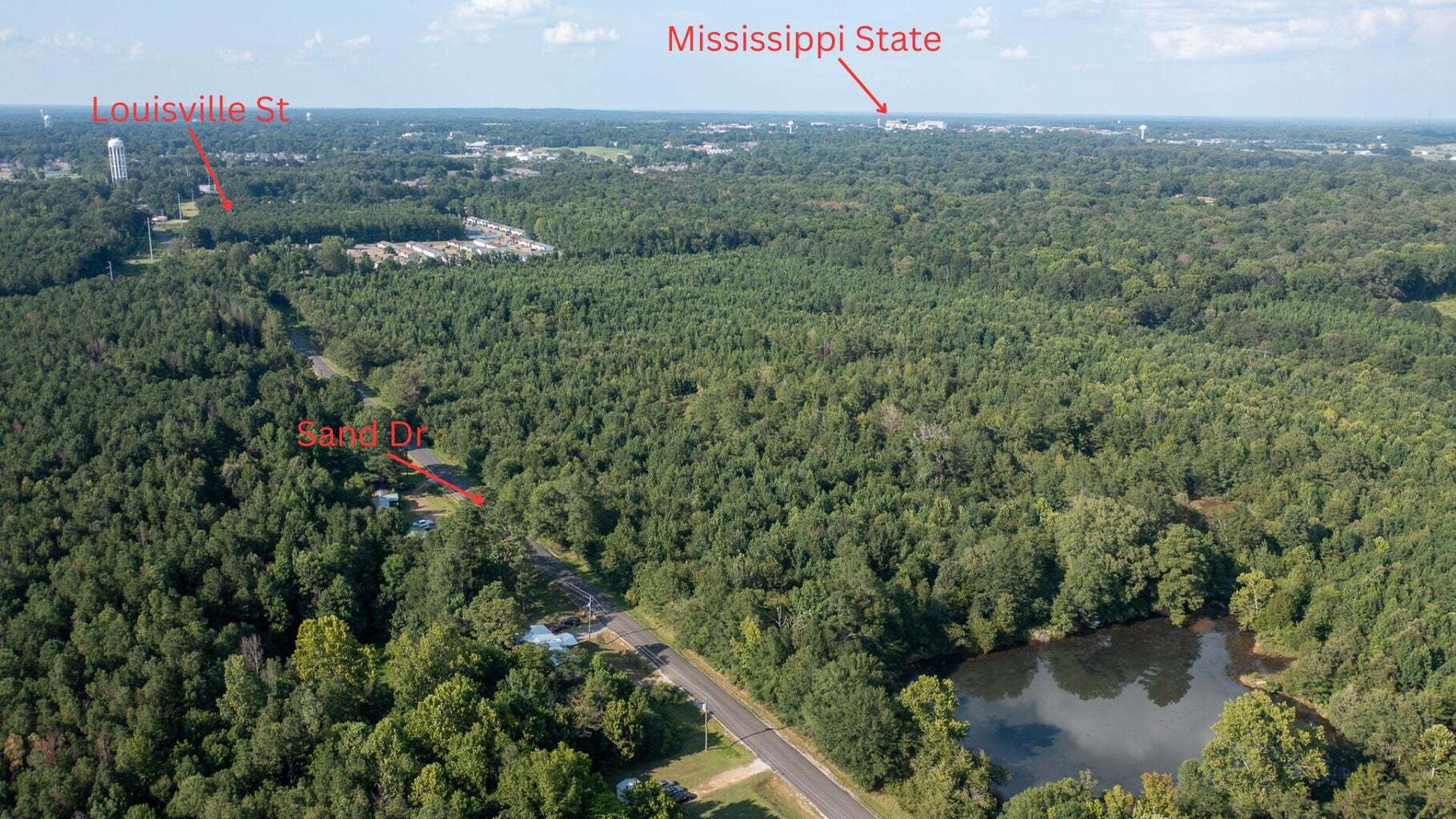 0 E Side Sand Rd, Starkville, MS for sale Aerial- Image 1 of 12
