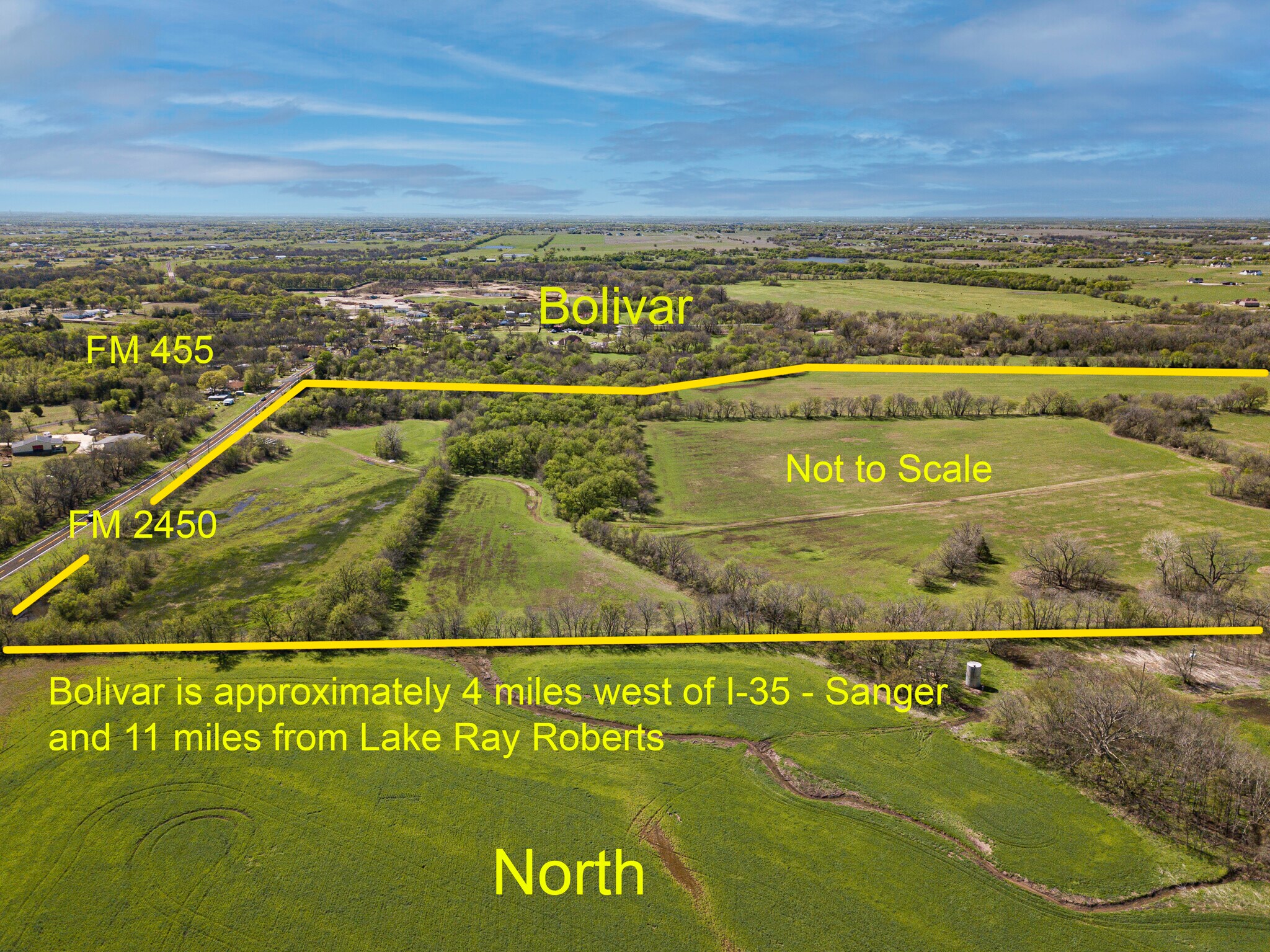 FM 2450 FM 2450, Sanger, TX for sale Aerial- Image 1 of 1