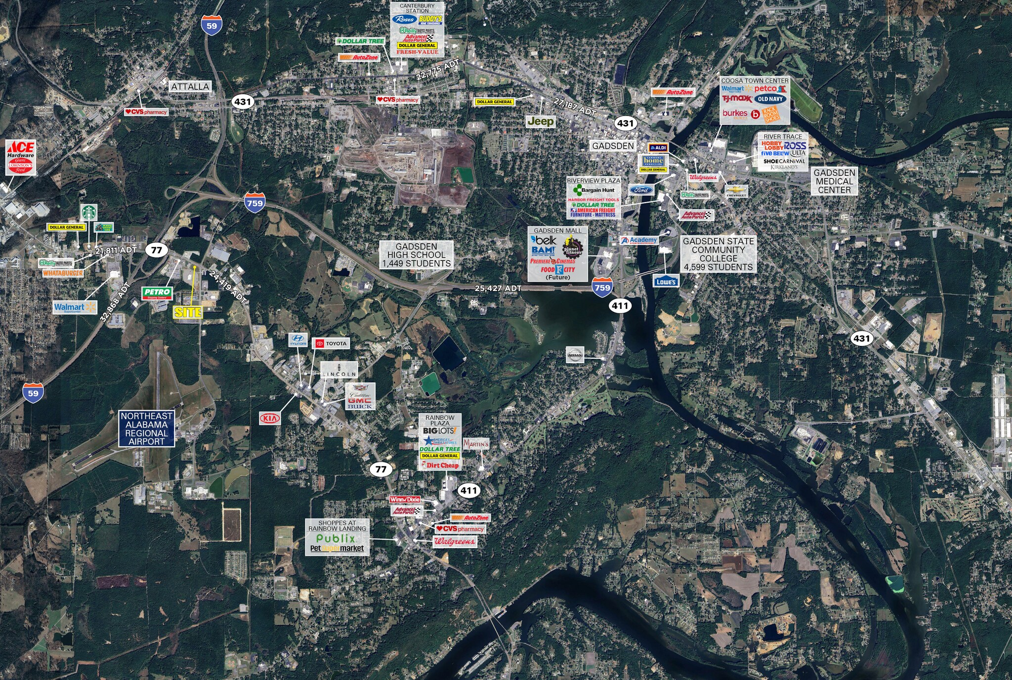 1708 W Grand Ave, Gadsden, AL for sale Aerial- Image 1 of 5