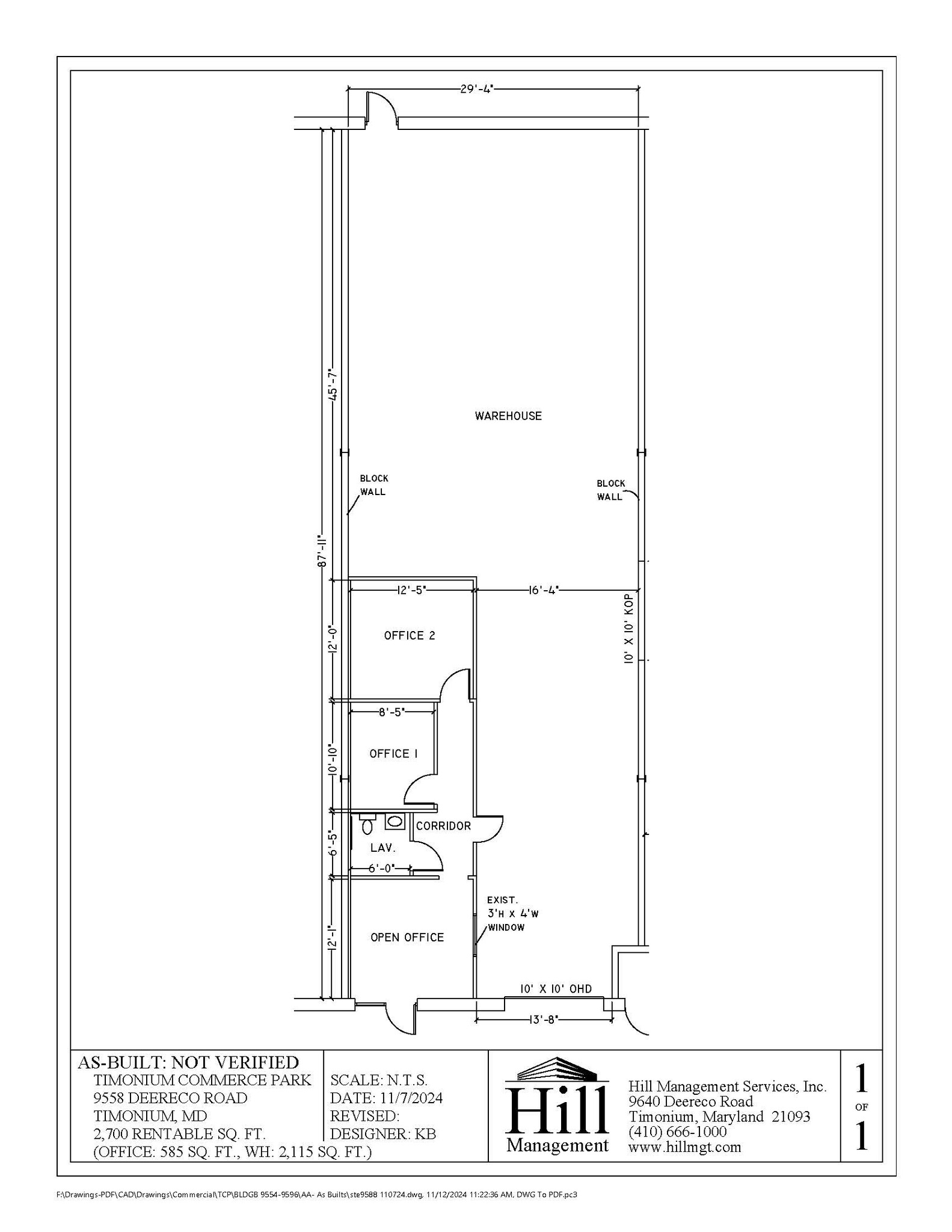 9554-9596 Deereco Rd, Timonium, MD for lease Floor Plan- Image 1 of 1