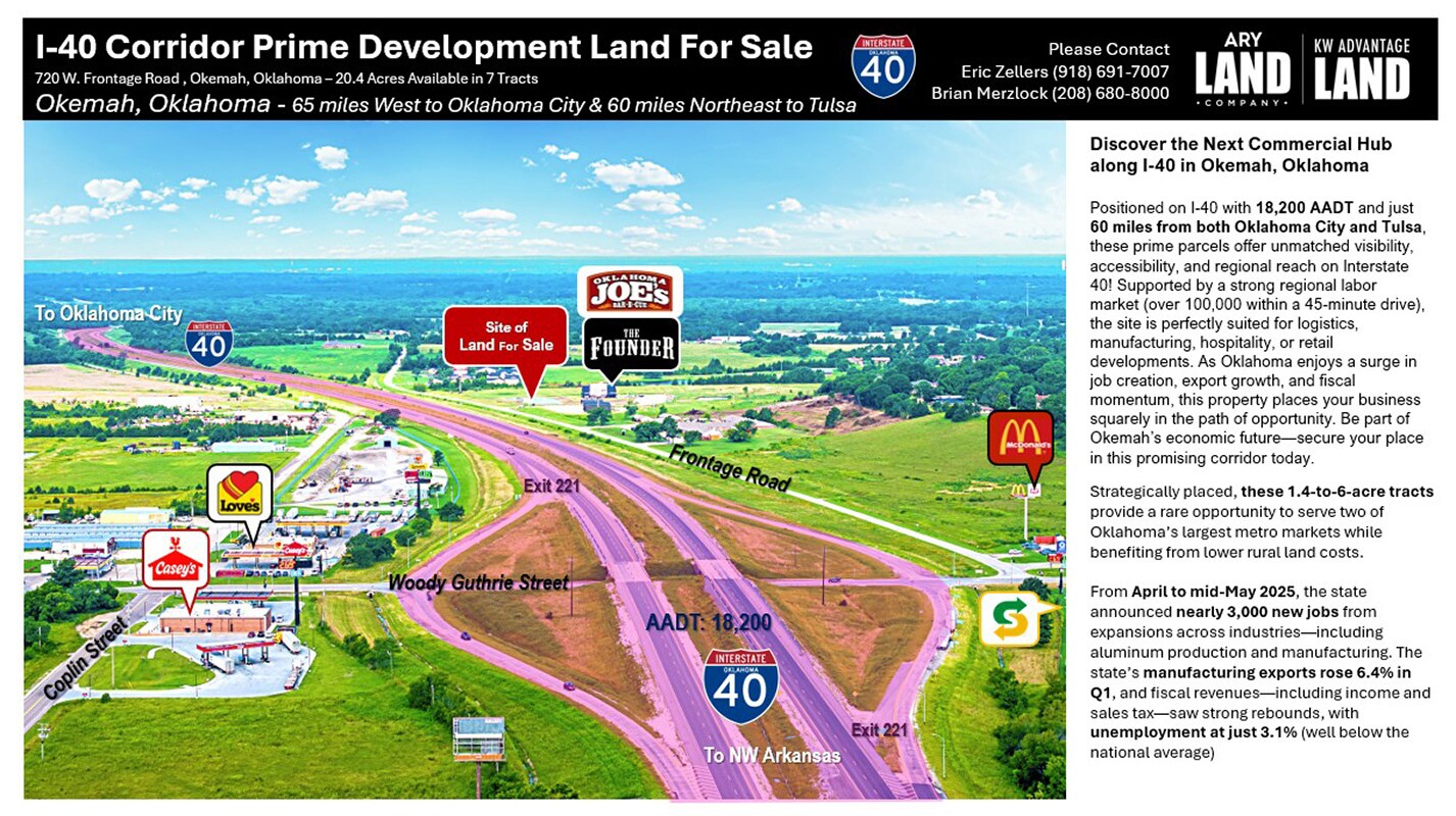 700 W Frontage Rd, Okemah, OK for sale Aerial- Image 1 of 7