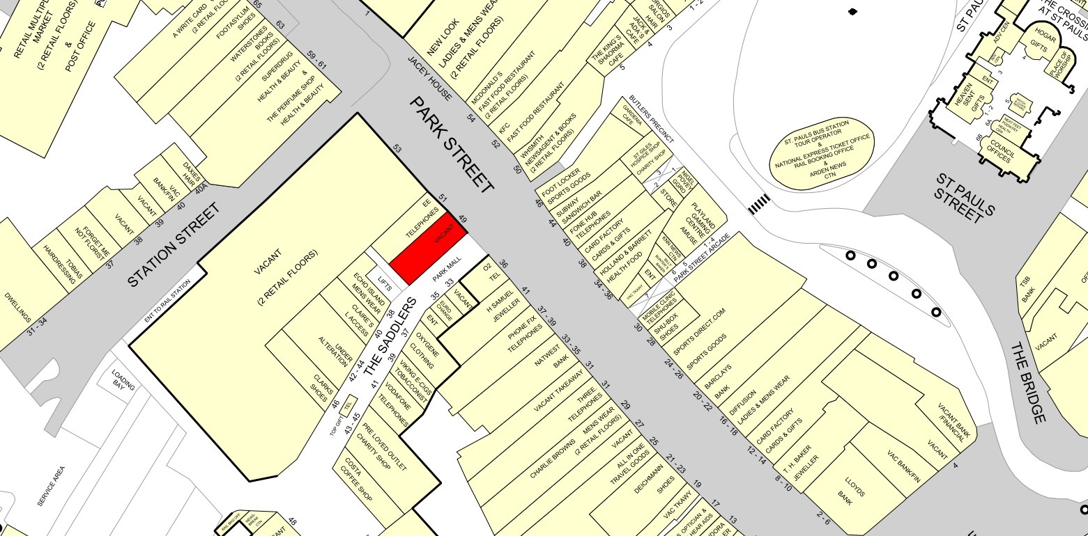 1-3 Bradford Mall, Walsall for lease Goad Map- Image 1 of 2