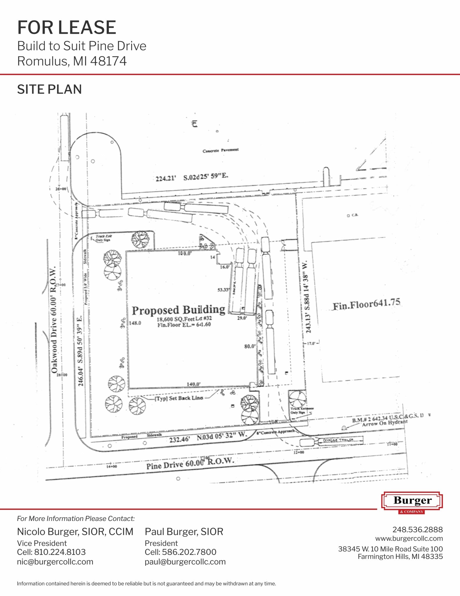 15498 Pine Dr, Romulus, MI for lease Site Plan- Image 1 of 1