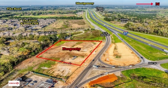 Waugh Station - U.S. Hwy 80, Pike Road, Pike Road, AL for lease - Aerial - Image 2 of 4