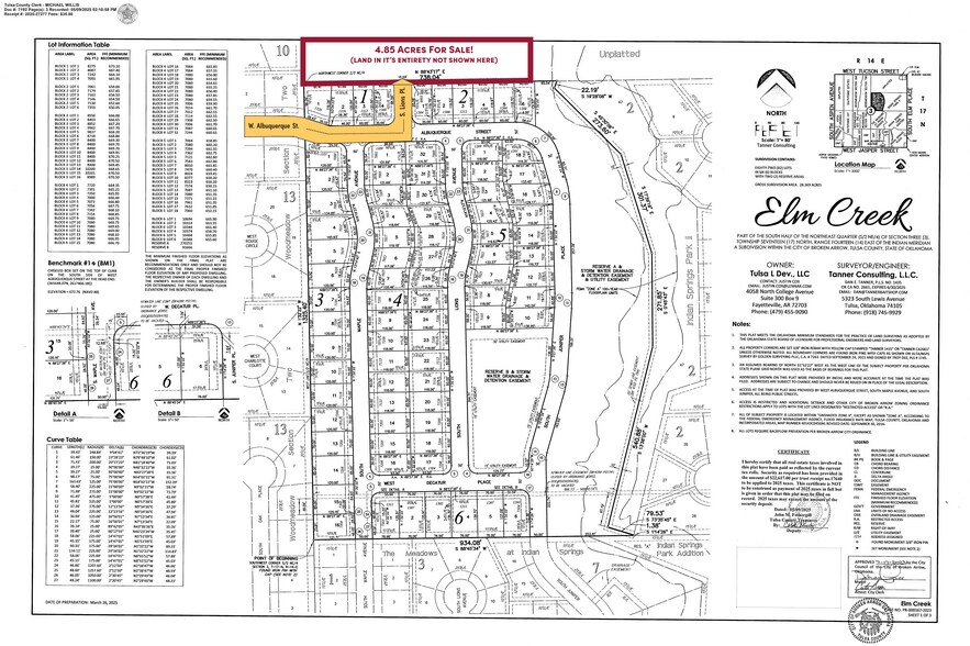 S 121st Street West of Elm, Broken Arrow, OK for sale - Plat Map - Image 3 of 4