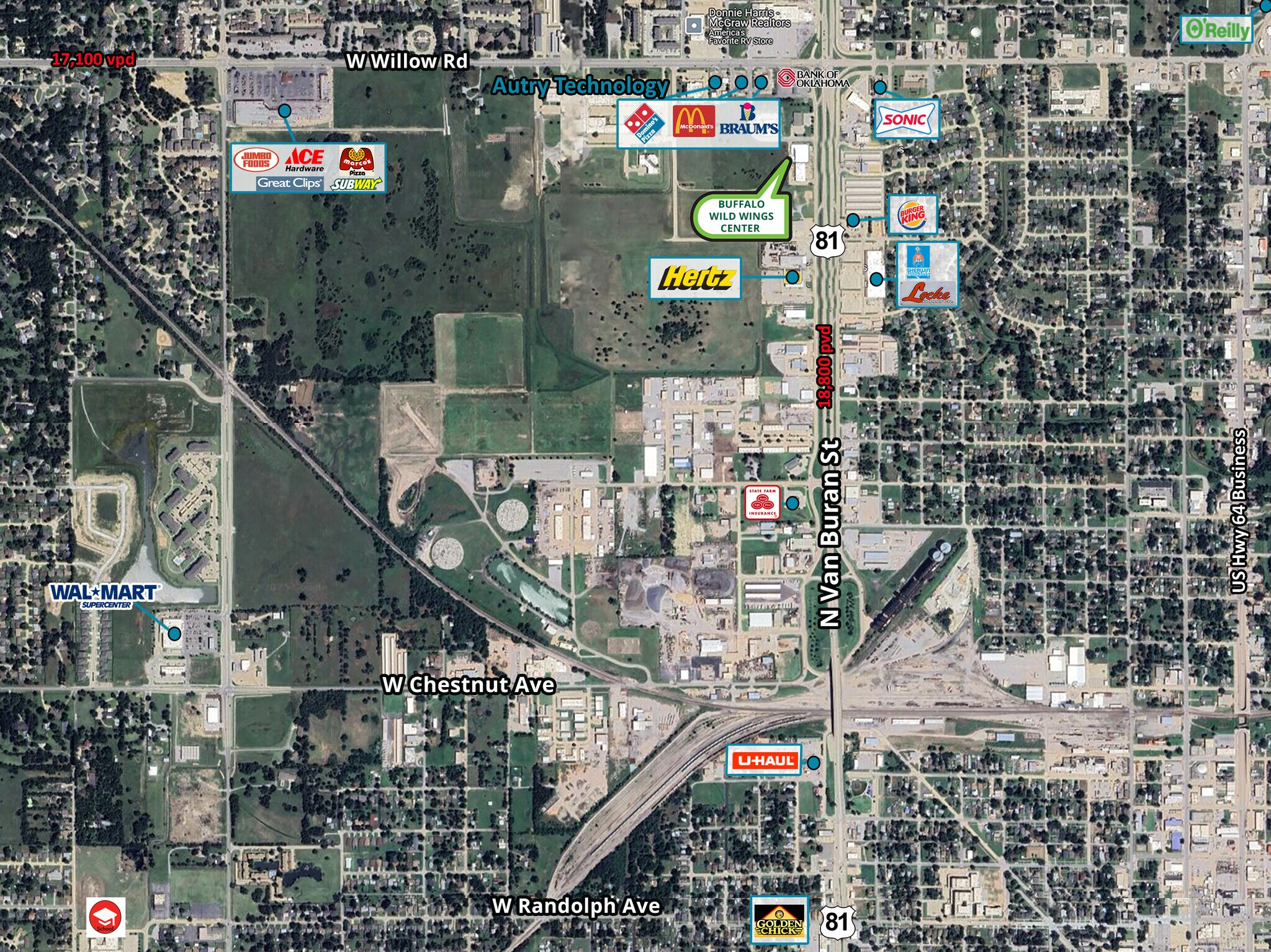 2126 N Van Buren St, Enid, OK for lease Aerial- Image 1 of 1