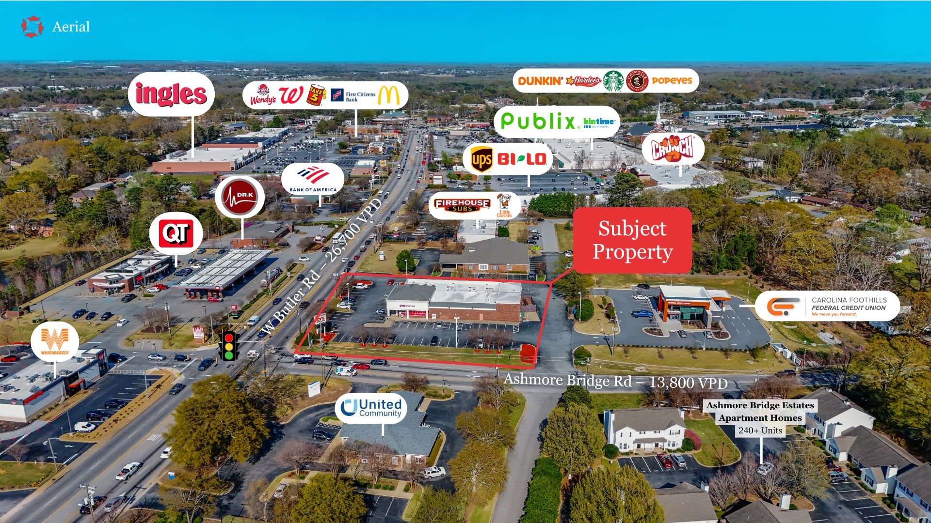 315 W Butler Rd, Mauldin, SC for sale Aerial- Image 1 of 1